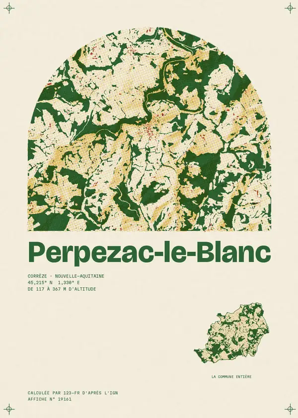 Affiche de Perpezac-le-Blanc, calculée par 123-fr d'après l'IGN