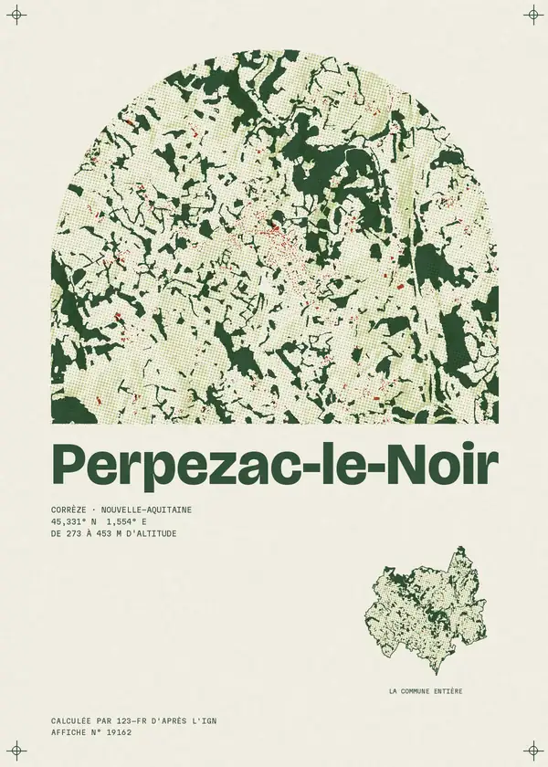 Affiche de Perpezac-le-Noir, calculée par 123-fr d'après l'IGN