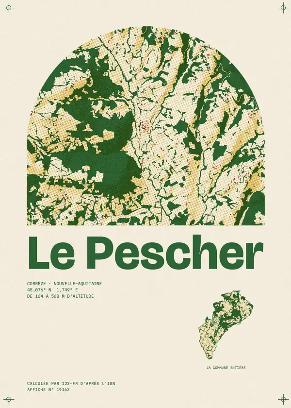 Affiche de Le Pescher, calculée par 123-fr d'après l'IGN