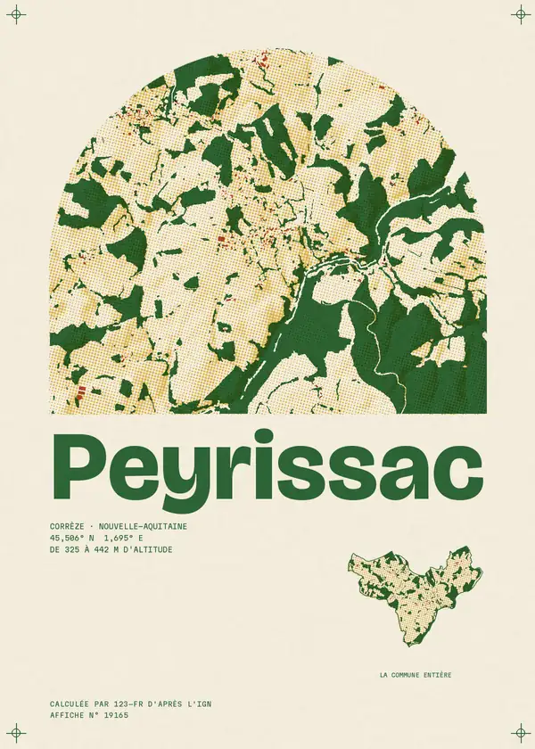Affiche de Peyrissac, calculée par 123-fr d'après l'IGN