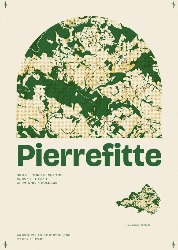 Affiche de Pierrefitte, calculée par 123-fr d'après l'IGN