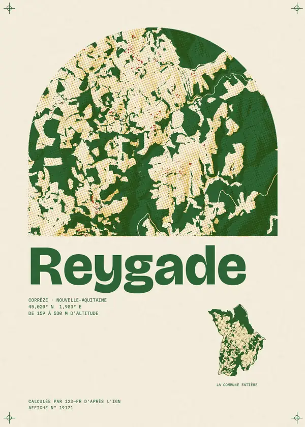 Affiche de Reygade, calculée par 123-fr d'après l'IGN