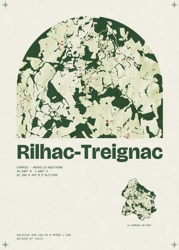 Affiche de Rilhac-Treignac, calculée par 123-fr d'après l'IGN