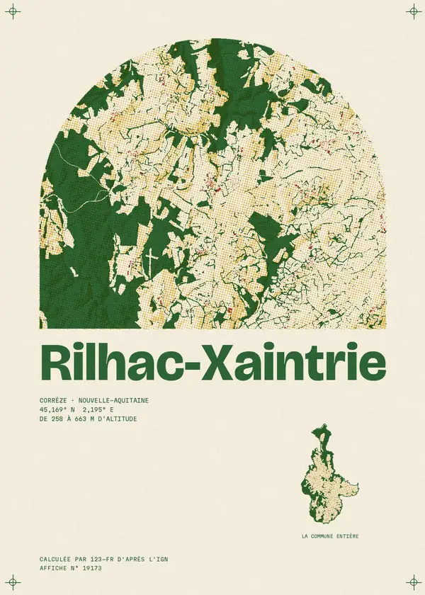 Affiche de Rilhac-Xaintrie, calculée par 123-fr d'après l'IGN