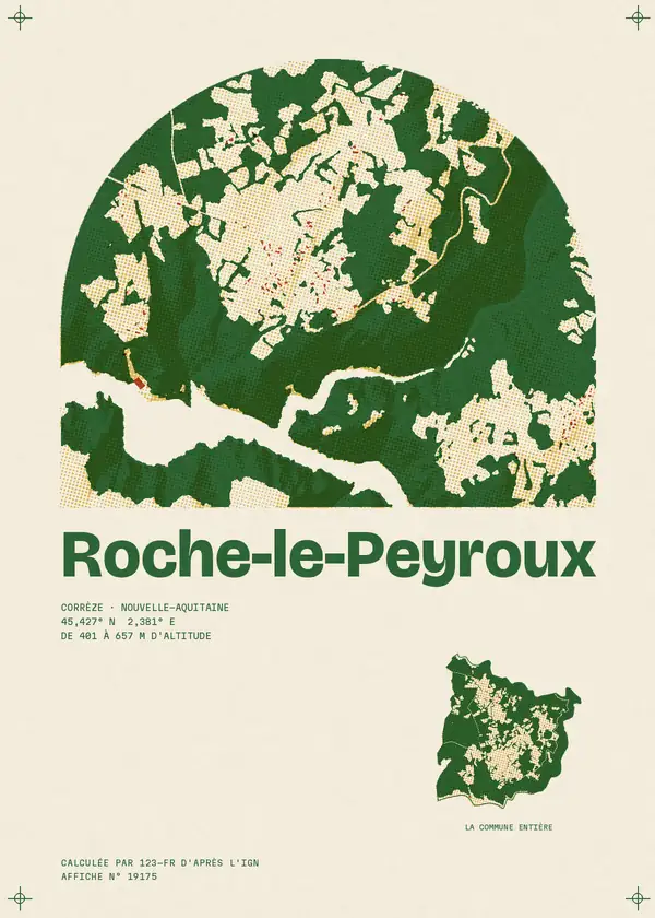 Affiche de Roche-le-Peyroux, calculée par 123-fr d'après l'IGN