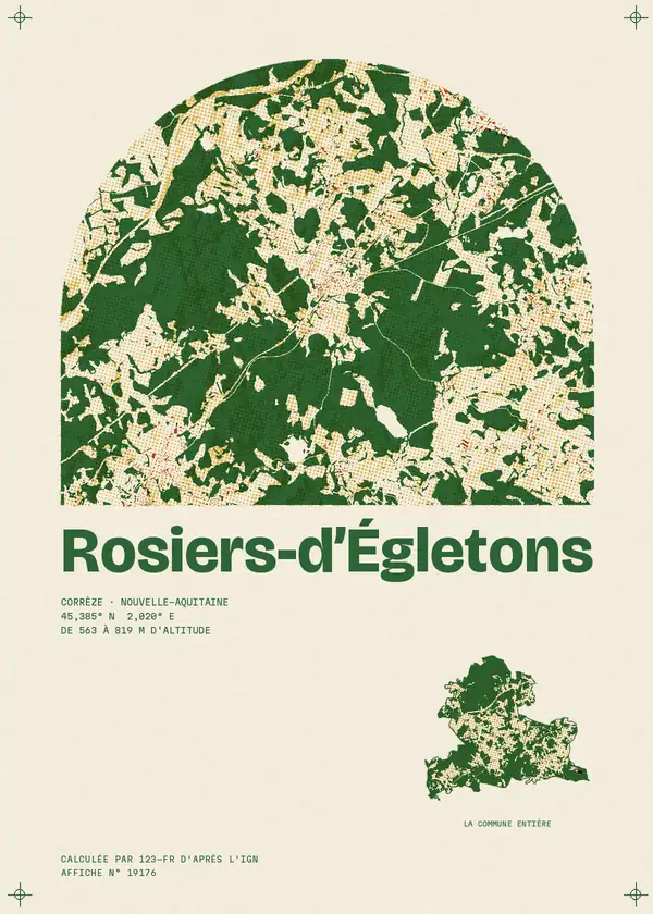 Affiche de Rosiers-d'Égletons, calculée par 123-fr d'après l'IGN