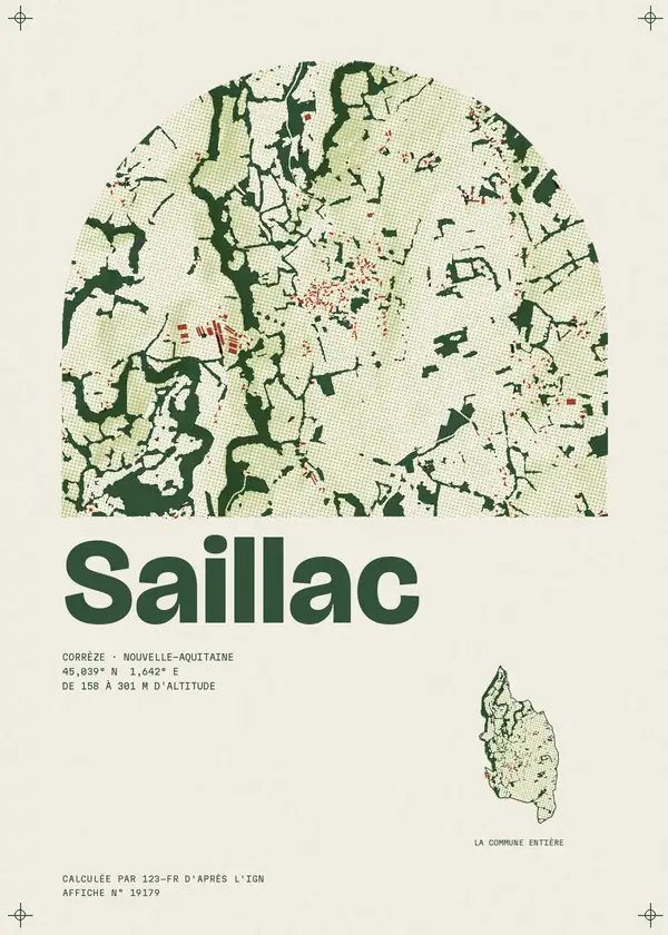Affiche de Saillac, calculée par 123-fr d'après l'IGN