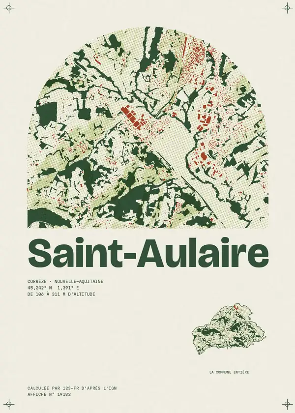 Affiche de Saint-Aulaire, calculée par 123-fr d'après l'IGN