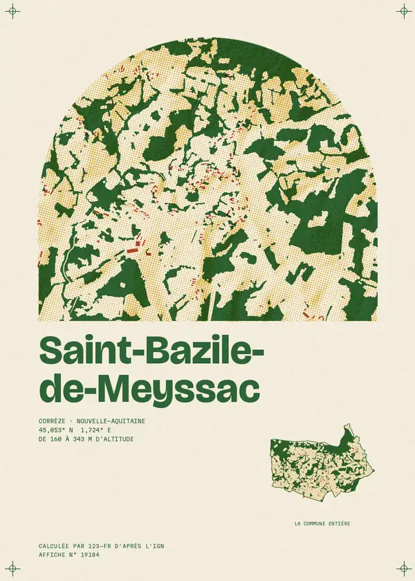 Affiche de Saint-Bazile-de-Meyssac, calculée par 123-fr d'après l'IGN