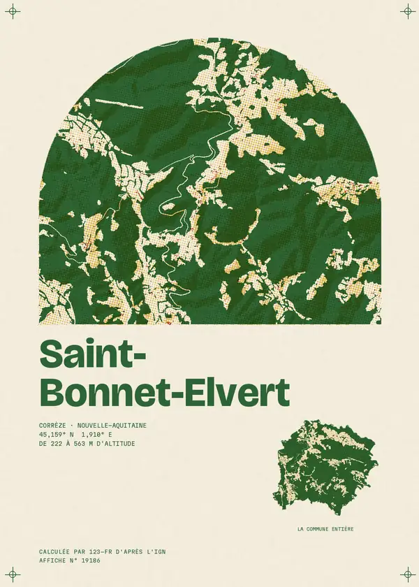 Affiche de Saint-Bonnet-Elvert, calculée par 123-fr d'après l'IGN