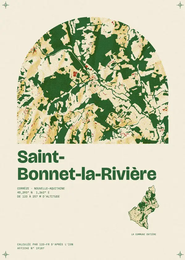 Affiche de Saint-Bonnet-la-Rivière, calculée par 123-fr d'après l'IGN