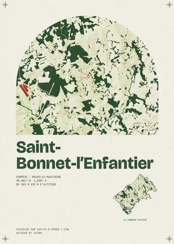 Affiche de Saint-Bonnet-l'Enfantier, calculée par 123-fr d'après l'IGN