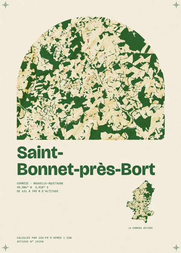 Affiche de Saint-Bonnet-près-Bort, calculée par 123-fr d'après l'IGN