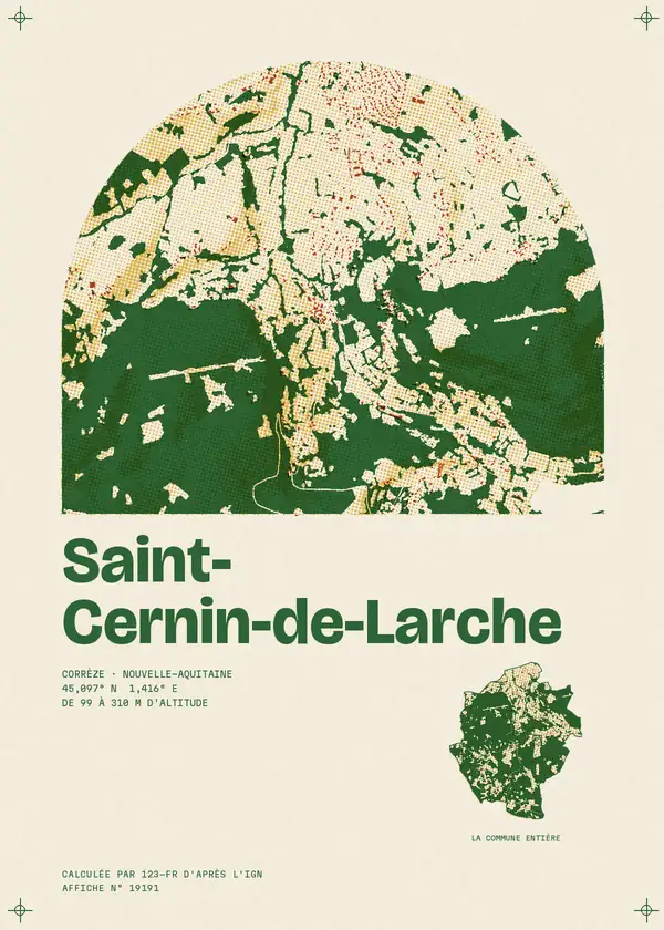Affiche de Saint-Cernin-de-Larche, calculée par 123-fr d'après l'IGN