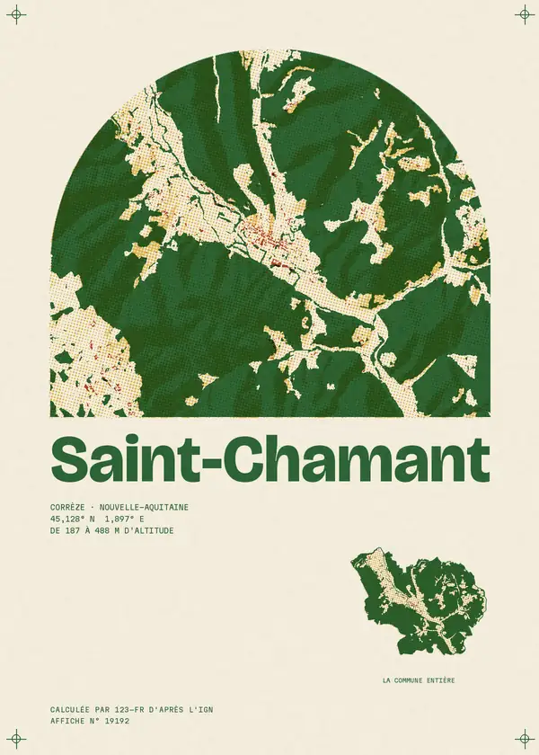Affiche de Saint-Chamant, calculée par 123-fr d'après l'IGN