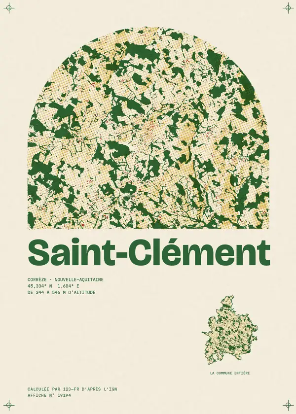 Affiche de Saint-Clément, calculée par 123-fr d'après l'IGN