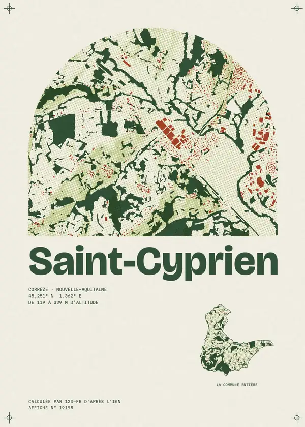 Affiche de Saint-Cyprien, calculée par 123-fr d'après l'IGN