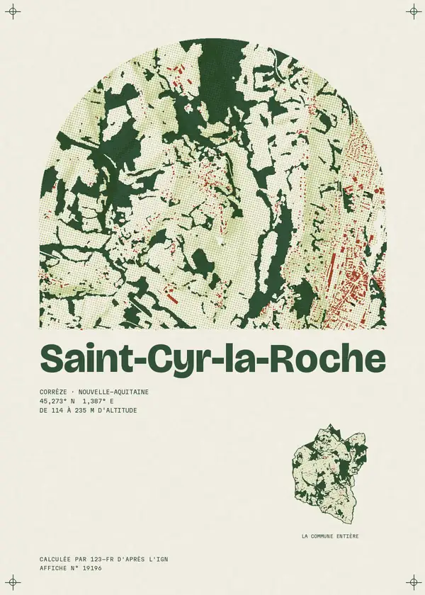 Affiche de Saint-Cyr-la-Roche, calculée par 123-fr d'après l'IGN