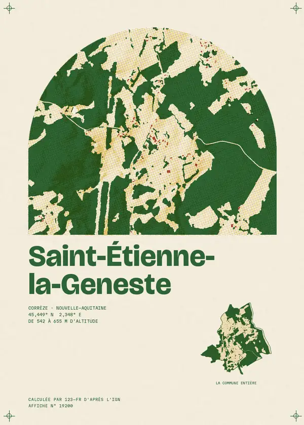 Affiche de Saint-Étienne-la-Geneste, calculée par 123-fr d'après l'IGN