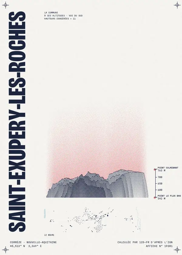 Affiche de Saint-Exupéry-les-Roches, calculée par 123-fr d'après l'IGN