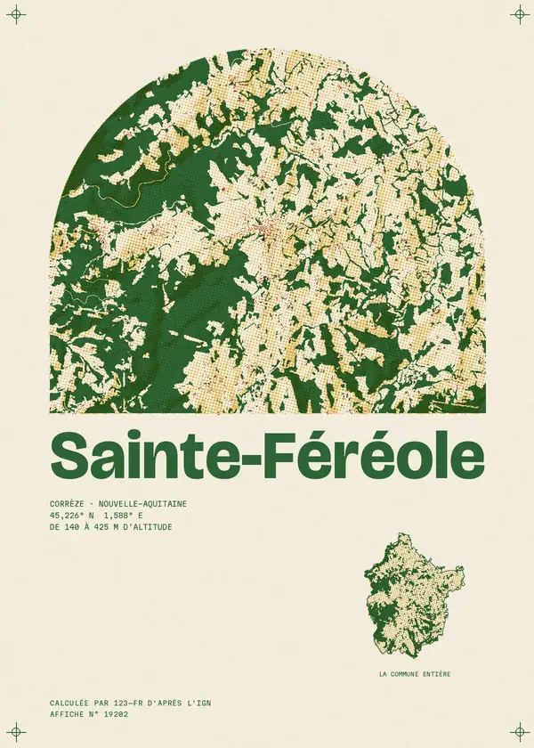 Affiche de Sainte-Féréole, calculée par 123-fr d'après l'IGN
