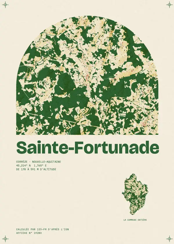 Affiche de Sainte-Fortunade, calculée par 123-fr d'après l'IGN