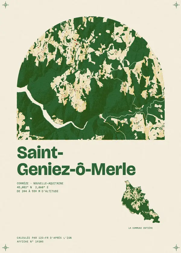 Affiche de Saint-Geniez-ô-Merle, calculée par 123-fr d'après l'IGN