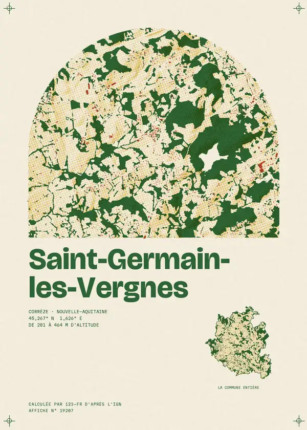 Affiche de Saint-Germain-les-Vergnes, calculée par 123-fr d'après l'IGN