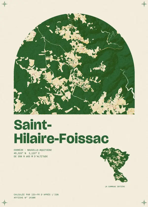 Affiche de Saint-Hilaire-Foissac, calculée d'après l'IGN
