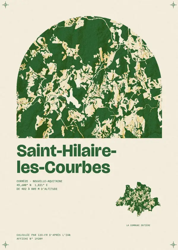 Affiche de Saint-Hilaire-les-Courbes, calculée par 123-fr d'après l'IGN