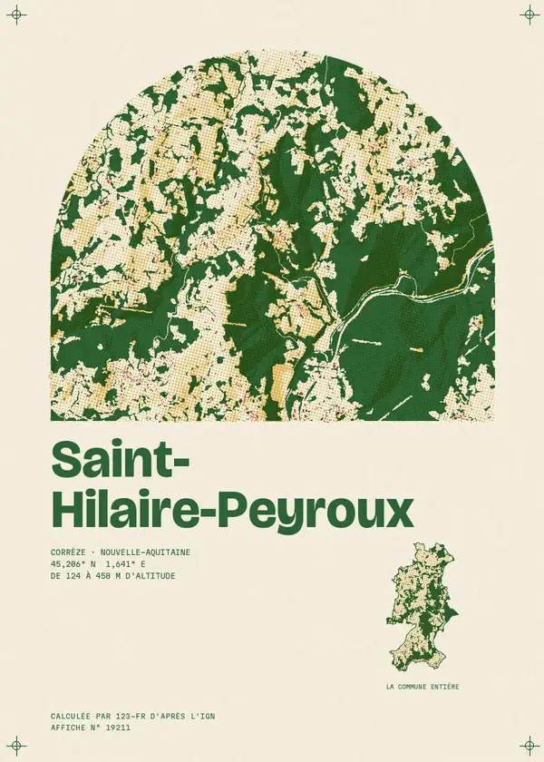 Affiche de Saint-Hilaire-Peyroux, calculée par 123-fr d'après l'IGN