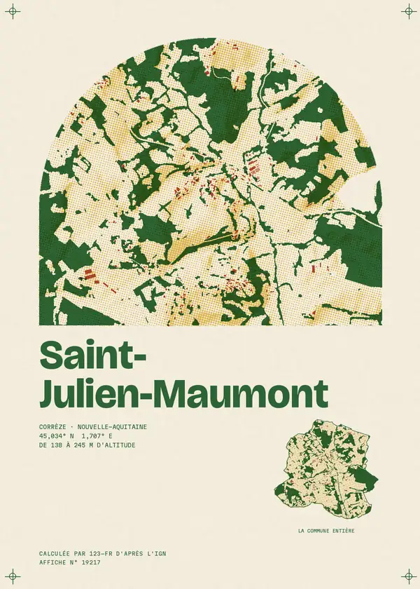 Affiche de Saint-Julien-Maumont, calculée par 123-fr d'après l'IGN