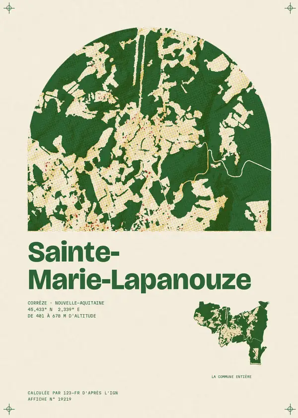 Affiche de Sainte-Marie-Lapanouze, calculée par 123-fr d'après l'IGN