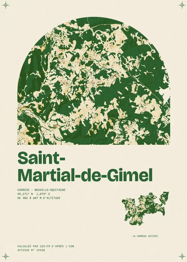 Affiche de Saint-Martial-de-Gimel, calculée par 123-fr d'après l'IGN