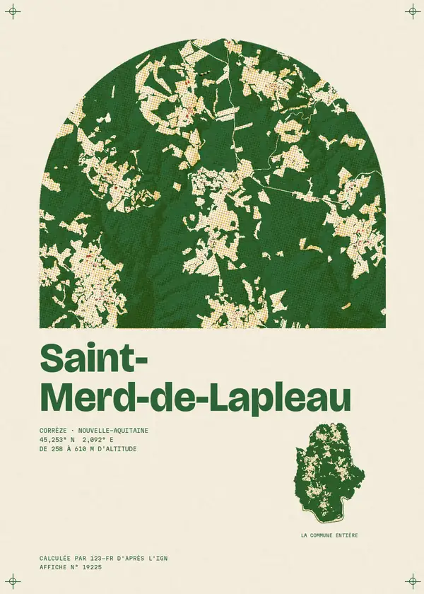 Affiche de Saint-Merd-de-Lapleau, calculée par 123-fr d'après l'IGN