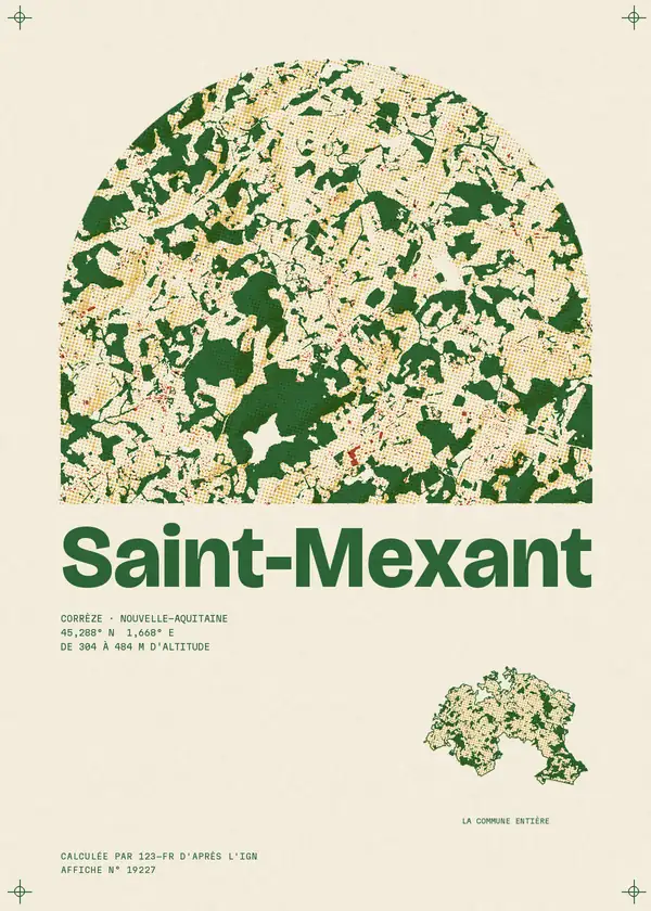 Affiche de Saint-Mexant, calculée par 123-fr d'après l'IGN