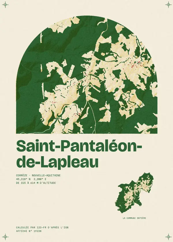 Affiche de Saint-Pantaléon-de-Lapleau, calculée par 123-fr d'après l'IGN