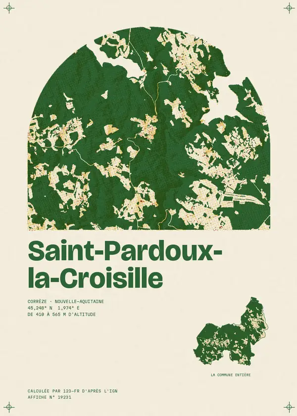 Affiche de Saint-Pardoux-la-Croisille, calculée par 123-fr d'après l'IGN