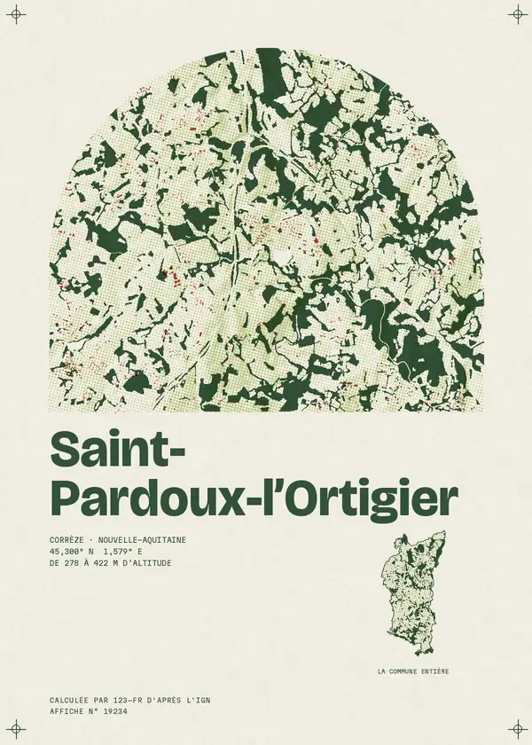 Affiche de Saint-Pardoux-l'Ortigier, calculée par 123-fr d'après l'IGN