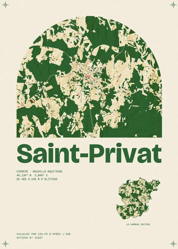 Affiche de Saint-Privat, calculée par 123-fr d'après l'IGN