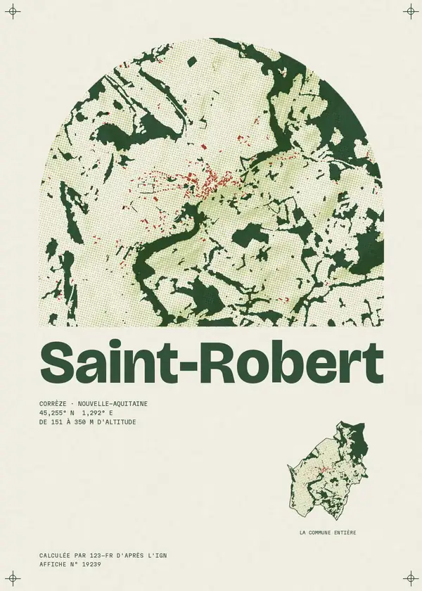 Affiche de Saint-Robert, calculée par 123-fr d'après l'IGN