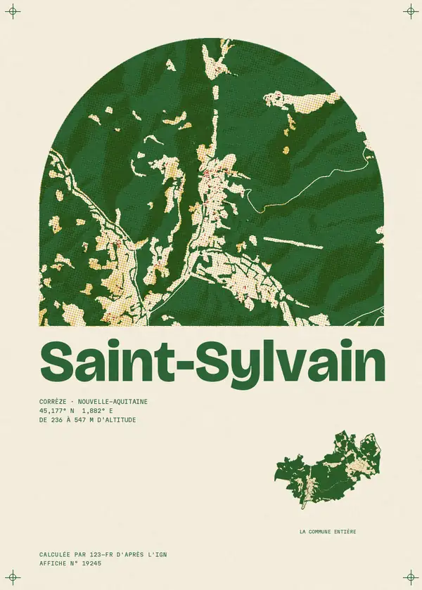 Affiche de Saint-Sylvain, calculée par 123-fr d'après l'IGN