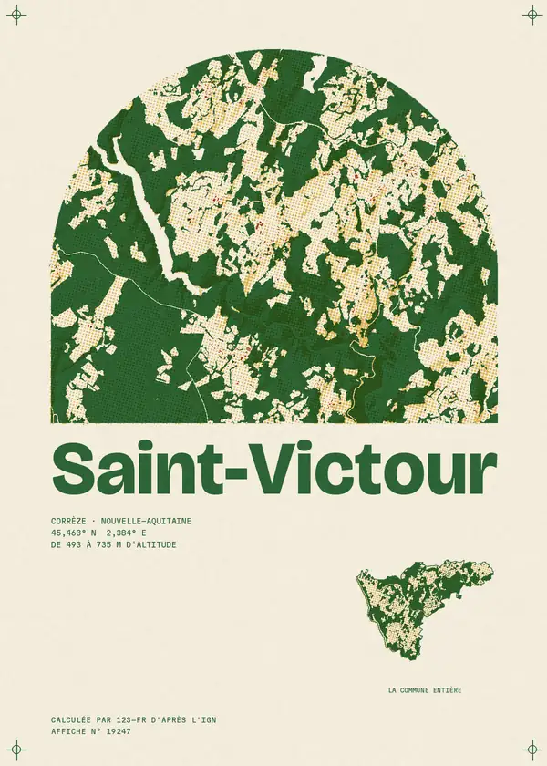 Affiche de Saint-Victour, calculée par 123-fr d'après l'IGN