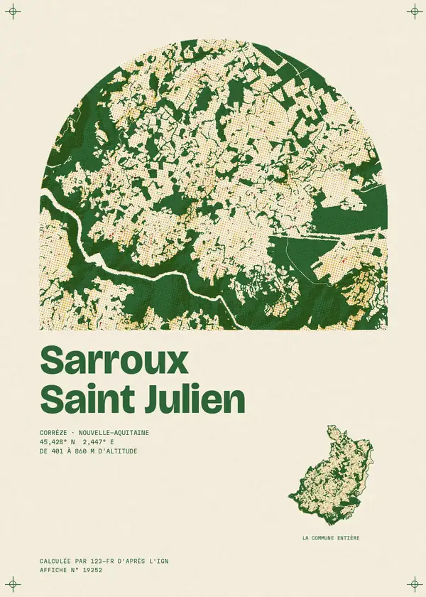 Affiche de Sarroux - Saint Julien, calculée par 123-fr d'après l'IGN
