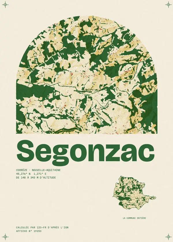 Affiche de Segonzac, calculée par 123-fr d'après l'IGN