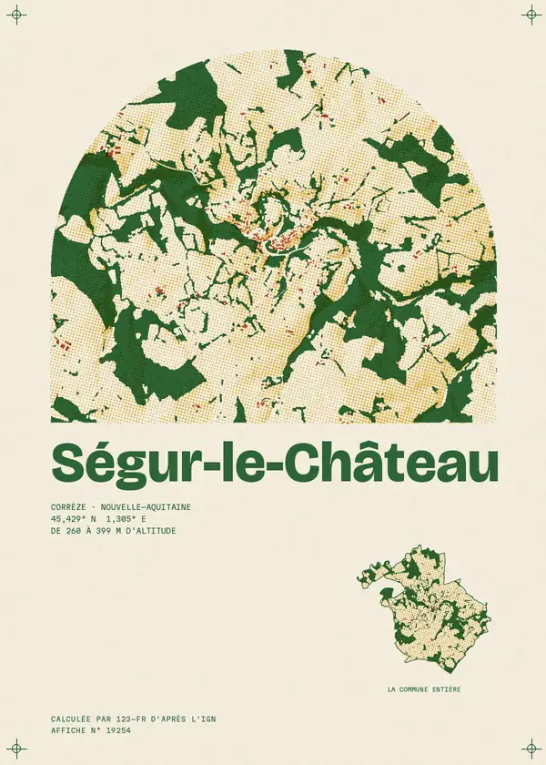 Affiche de Ségur-le-Château, calculée par 123-fr d'après l'IGN