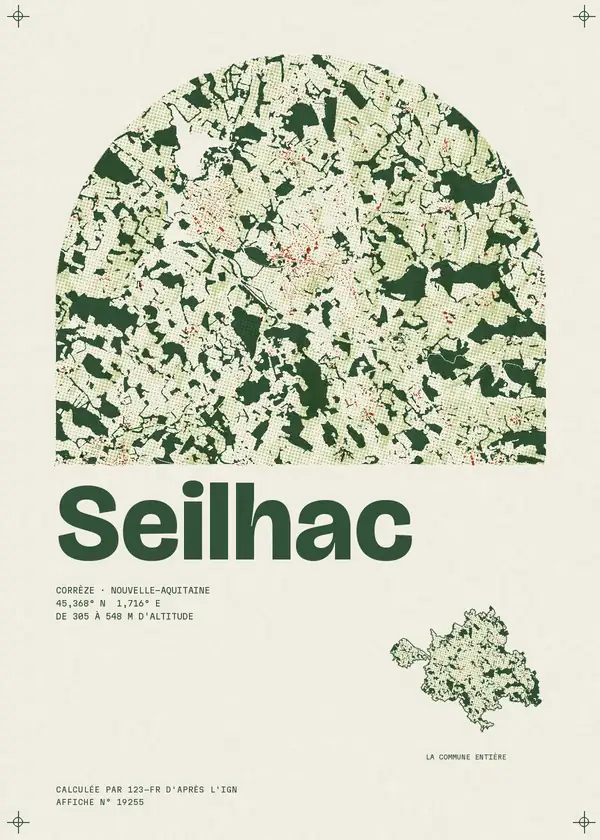Affiche de Seilhac, calculée par 123-fr d'après l'IGN