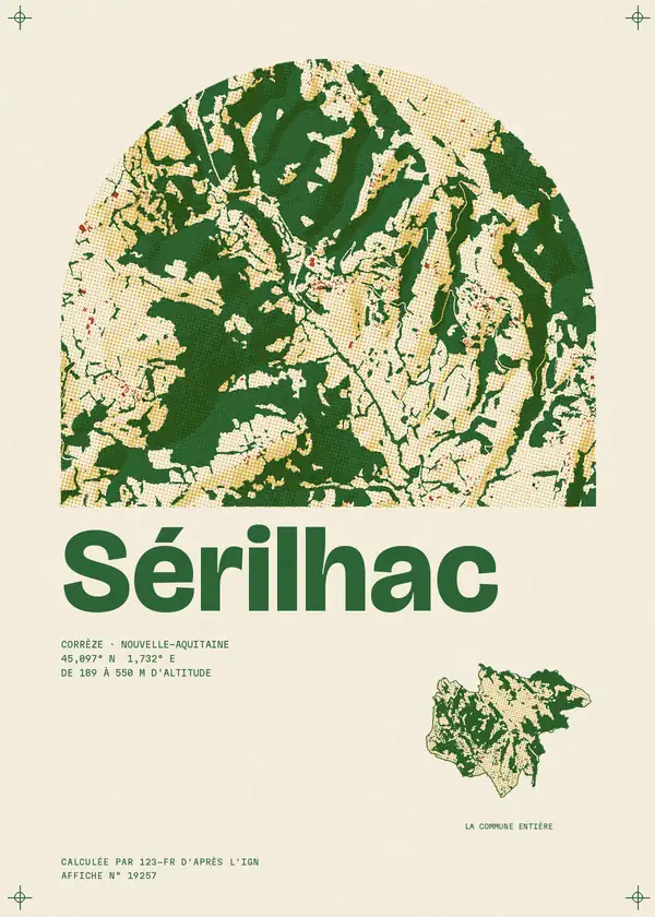 Affiche de Sérilhac, calculée par 123-fr d'après l'IGN