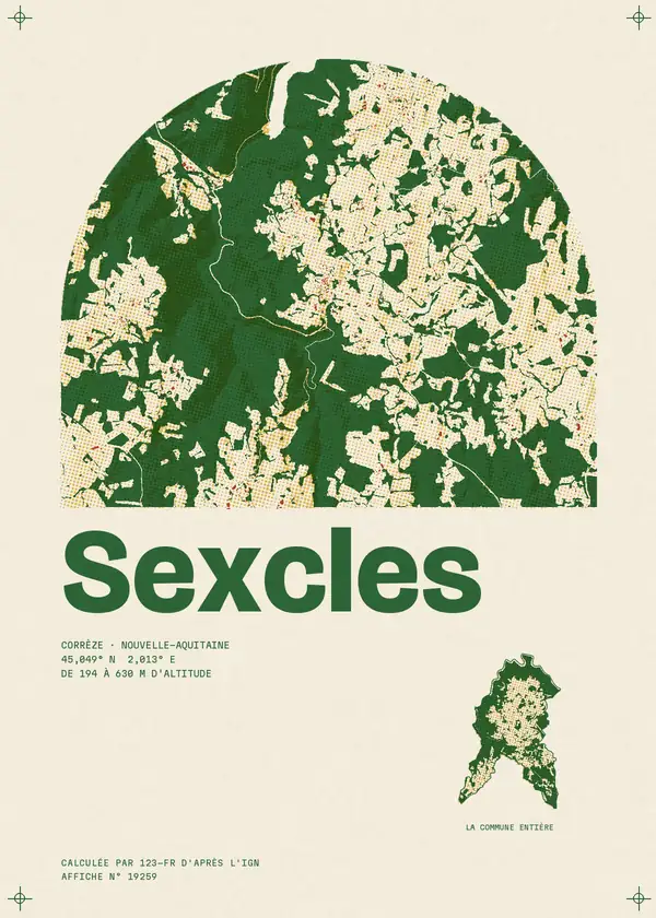 Affiche de Sexcles, calculée par 123-fr d'après l'IGN