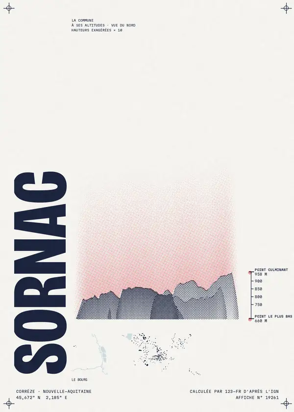Affiche de Sornac, calculée par 123-fr d'après l'IGN